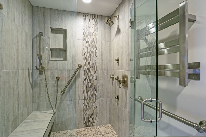 Corner Shower with Minimalist Tiles