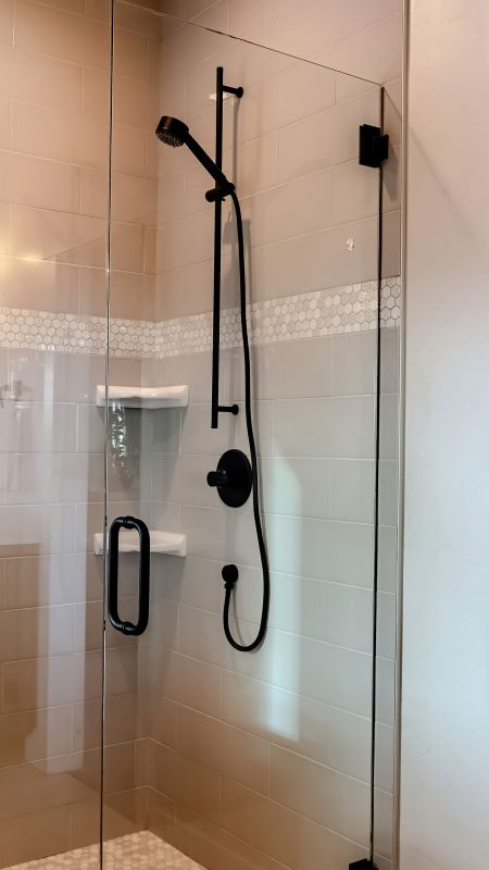 Walk-in Shower with Black Frame Glass